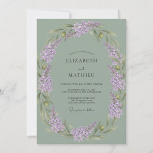 Sage Green Tranquil Lilac Wedding Invitation