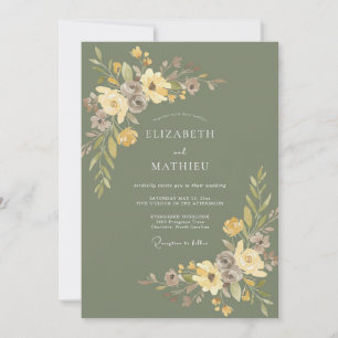 Sage Green Tranquil Meadow Wedding Invitation