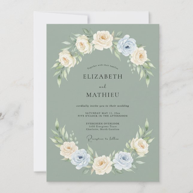 Sage Green Tranquil Spring Wedding Invitation (Front)