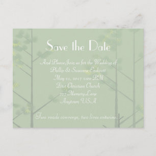 Sage Green Tree Art Save the Date Reminder Announcement Postcard