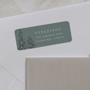 Sage Green Trees Holiday Return Address Label
