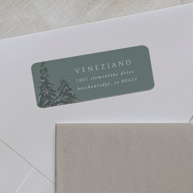 Sage Green Trees Holiday Return Address Label (Creator Uploaded)