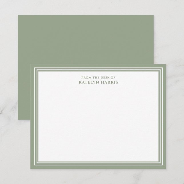 Sage Green Triple Border From The Desk Of Flat Card (Front/Back)