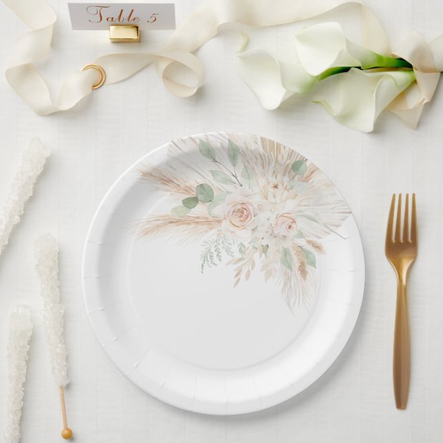 Sage Green Tropical Paper Plate (Wedding)