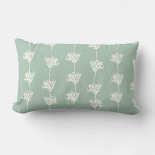 Sage Green Tulip Pattern Lumbar Cushion
