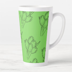 Sage Green Tulips Latte Mug - Minimalist Botanical