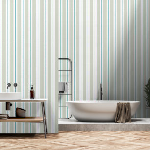 Sage Green Turquoise 3 Inch Wide Awning Stripe Wallpaper