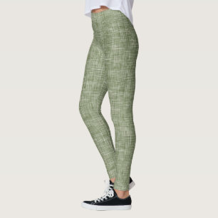 Sage Green Tweed Linen Pattern Leggings
