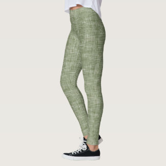 Sage Green Tweed Linen Pattern  Leggings