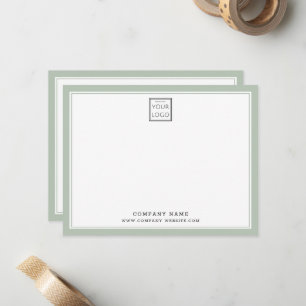 Sage Green Two Border Business Logo Company Name Card