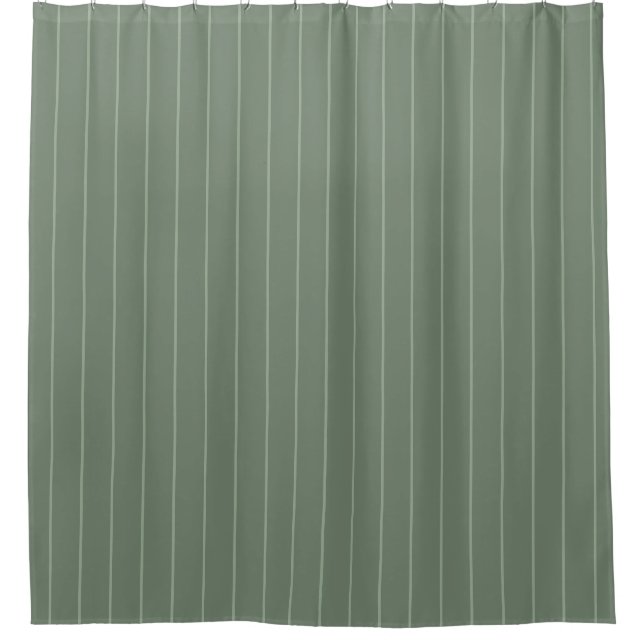 Sage Green two tone striped Shower Curtain (Front)