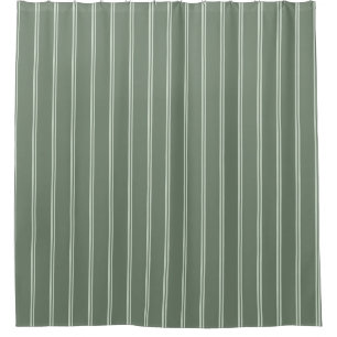 Sage Green two tone striped Shower Curtain