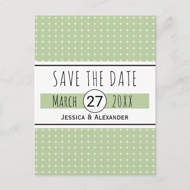 Sage green typography wedding Save the Date Announcement Postcard (Front)