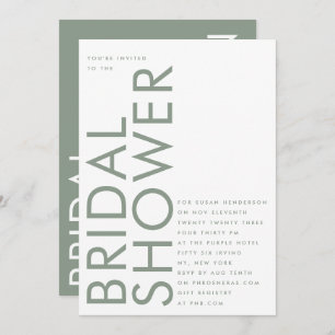 Sage Green Ultra Modern Custom Name Bridal Shower Invitation