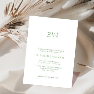 sage green unique elegant wedding invitation