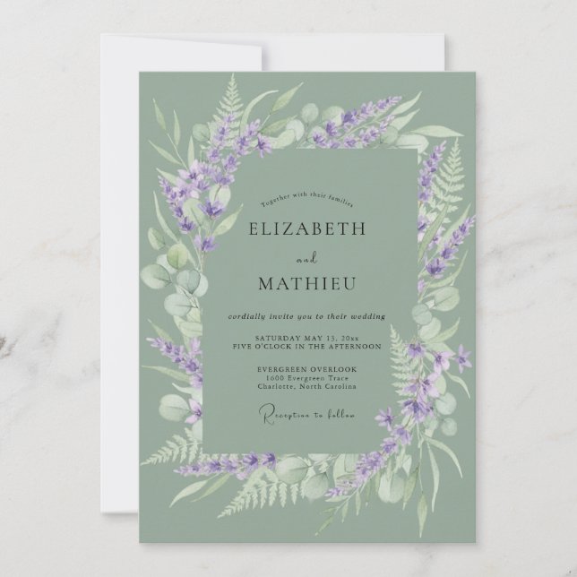 Sage Green Verdant Meadow Wedding Invitation (Front)