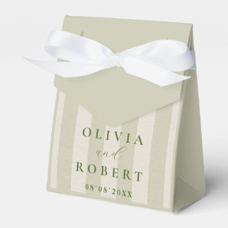 Sage Green Vertical Stripes Minimalist Wedding Favour Box