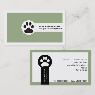 Sage green Vet/Veterinary Clinic minimalist Business Card