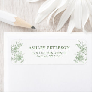 Sage Green Victorian Toile Wedding Return Address Label
