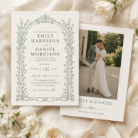 Sage Green Victorian Vintage Photo Wedding