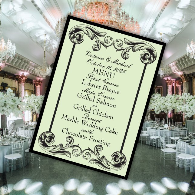 Sage Green Victorian Wedding Menu (Creator Uploaded)