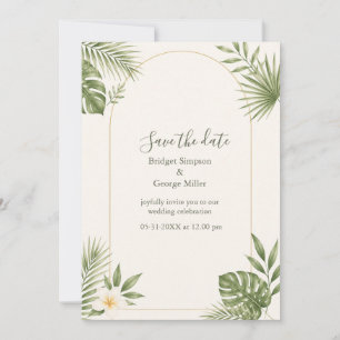 Sage Green Vintage Arch Hawaii Floral Wedding Invitation