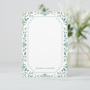 Sage Green Vintage Botanical Floral Personalised Card