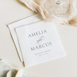 Sage Green Vintage Calligraphy Wedding Napkin