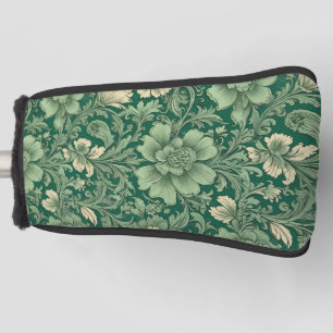 Sage Green Vintage Floral Pattern Golf Head Cover