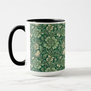 Sage Green Vintage Floral Pattern  Mug