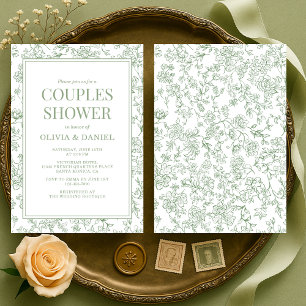 Sage Green Vintage French Floral Couples Shower Invitation