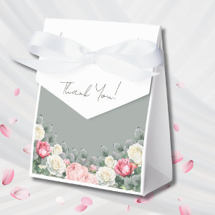 Sage Green Vintage Garden Roses Baby Shower Favour Box