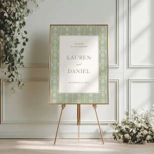 Sage Green Vintage Garden Wedding Welcome Poster