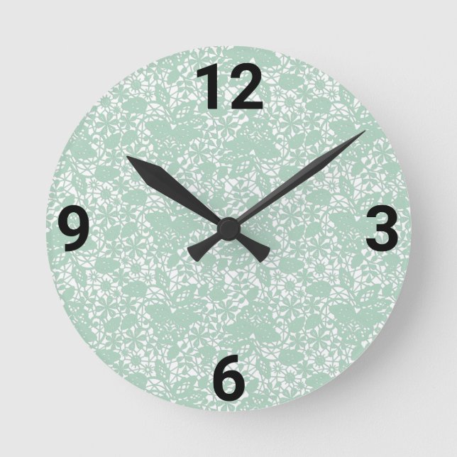 SAGE GREEN VINTAGE LACE WALL CLOCK (Front)