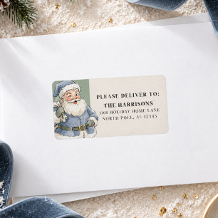 Sage Green Vintage Santa Christmas Address Label