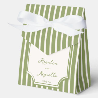 Sage green vintage stripes wedding favours custom favour box