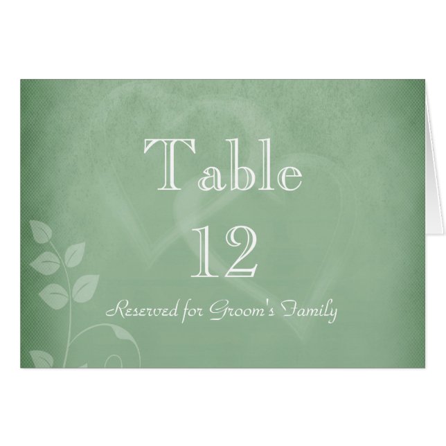 Sage Green Vintage Table Number Card (Front Horizontal)