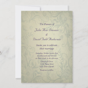 Sage Green Vintage Wedding Invitation