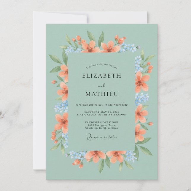 Sage Green Vivacious Botanical Wedding Invitation (Front)