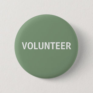 Sage Green Volunteer 6 Cm Round Badge