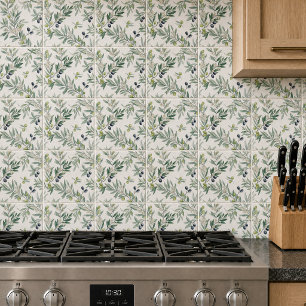 Sage Green Watercolor French Country Olive Ceramic Tile