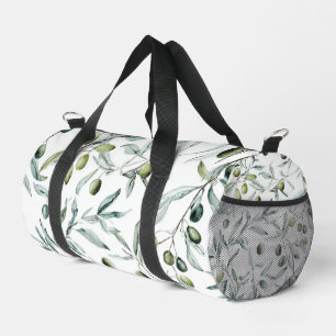 Sage Green Watercolor French Country Olive Duffle Bag