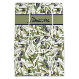 Sage Green Watercolor French Country Olive Medium Gift Bag