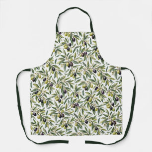 Sage Green Watercolor French Country Olive Pattern Apron