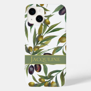 Sage Green Watercolor French Country Olive Pattern Case-Mate iPhone 14 Case