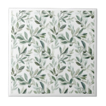 Sage Green Watercolor French Country Olive Pattern