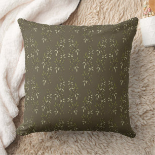 Sage Green Watercolor French Country Olive Pattern Cushion