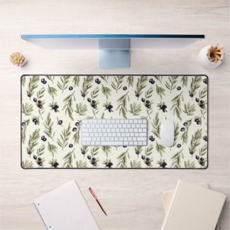 Sage Green Watercolor French Country Olive Pattern Desk Mat