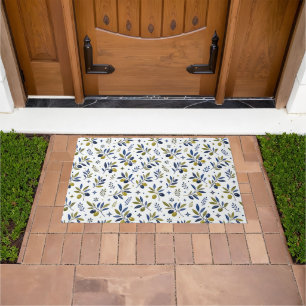 Sage Green Watercolor French Country Olive Pattern Doormat