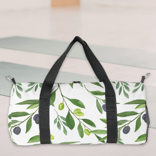 Sage Green Watercolor French Country Olive Pattern Duffle Bag